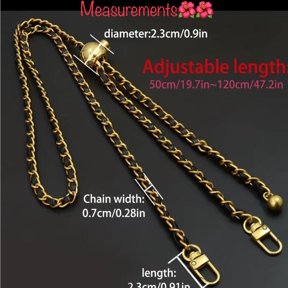 New Adjustable Crossbody Strap or Replacement Purse/Wallet Chain in Gold - Picture 8 of 11